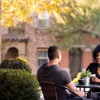 outdoor seating at jolly beans cafe