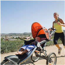 woman running with stroller