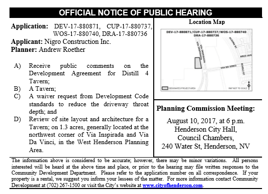 official notice of public hearing