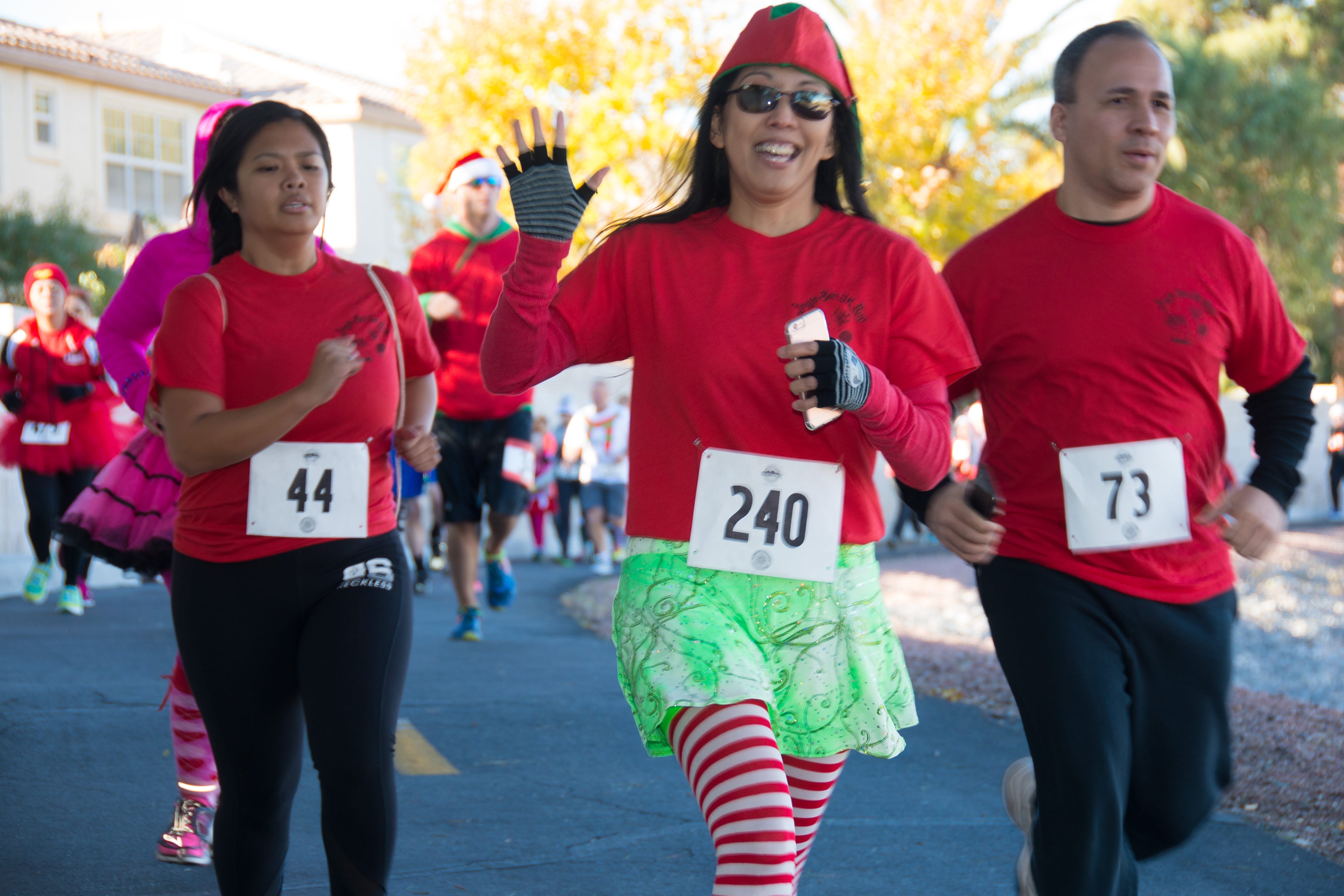 Runners dressed in festive costumes during the Riendeer Dash 5K