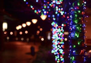closeup of holiday lights