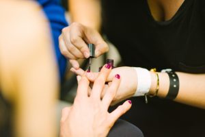 Woman gets a manicure