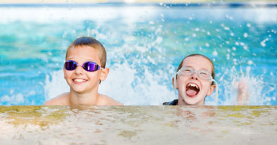 kids playing in a pool