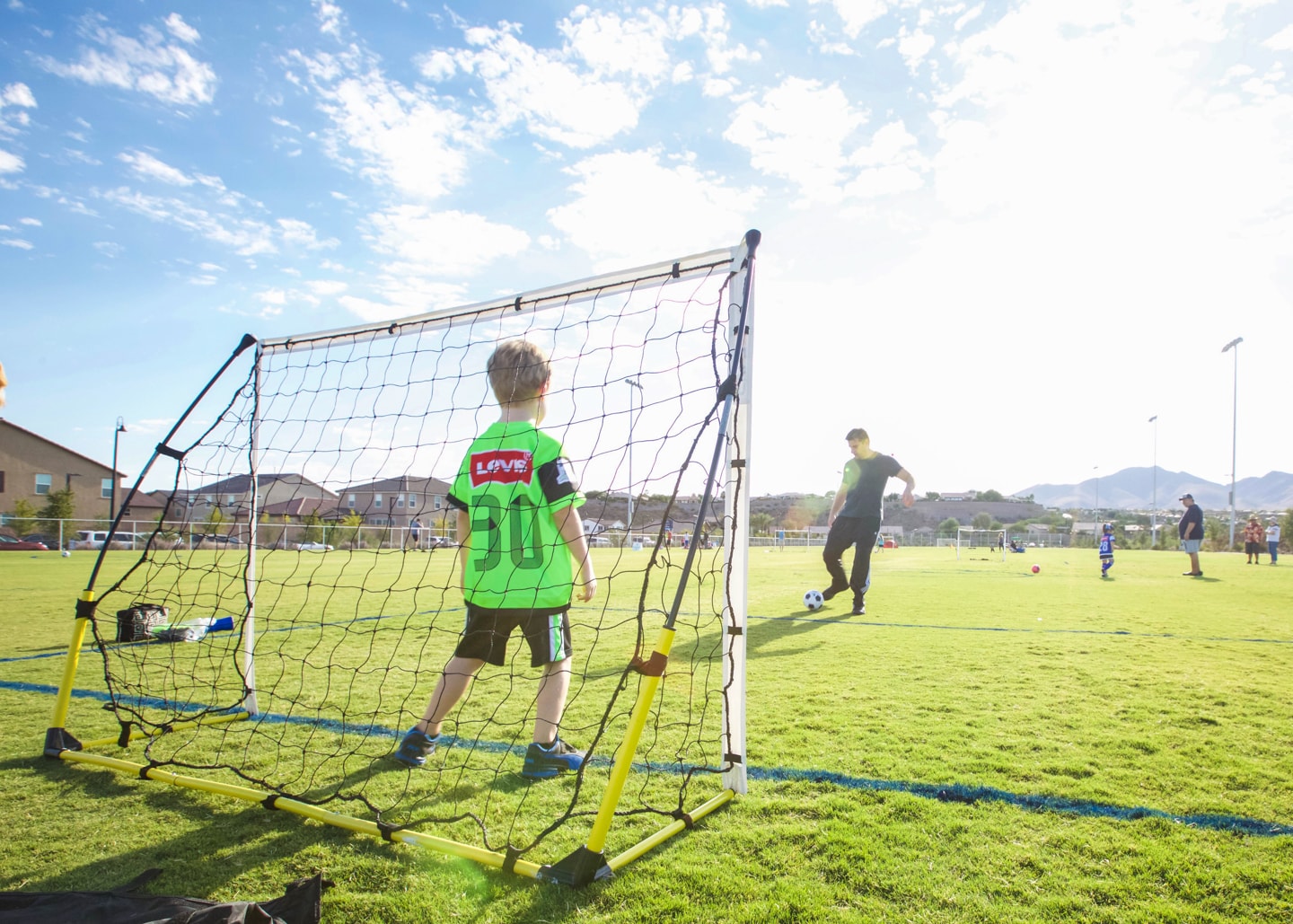 playing soccer at aventura park