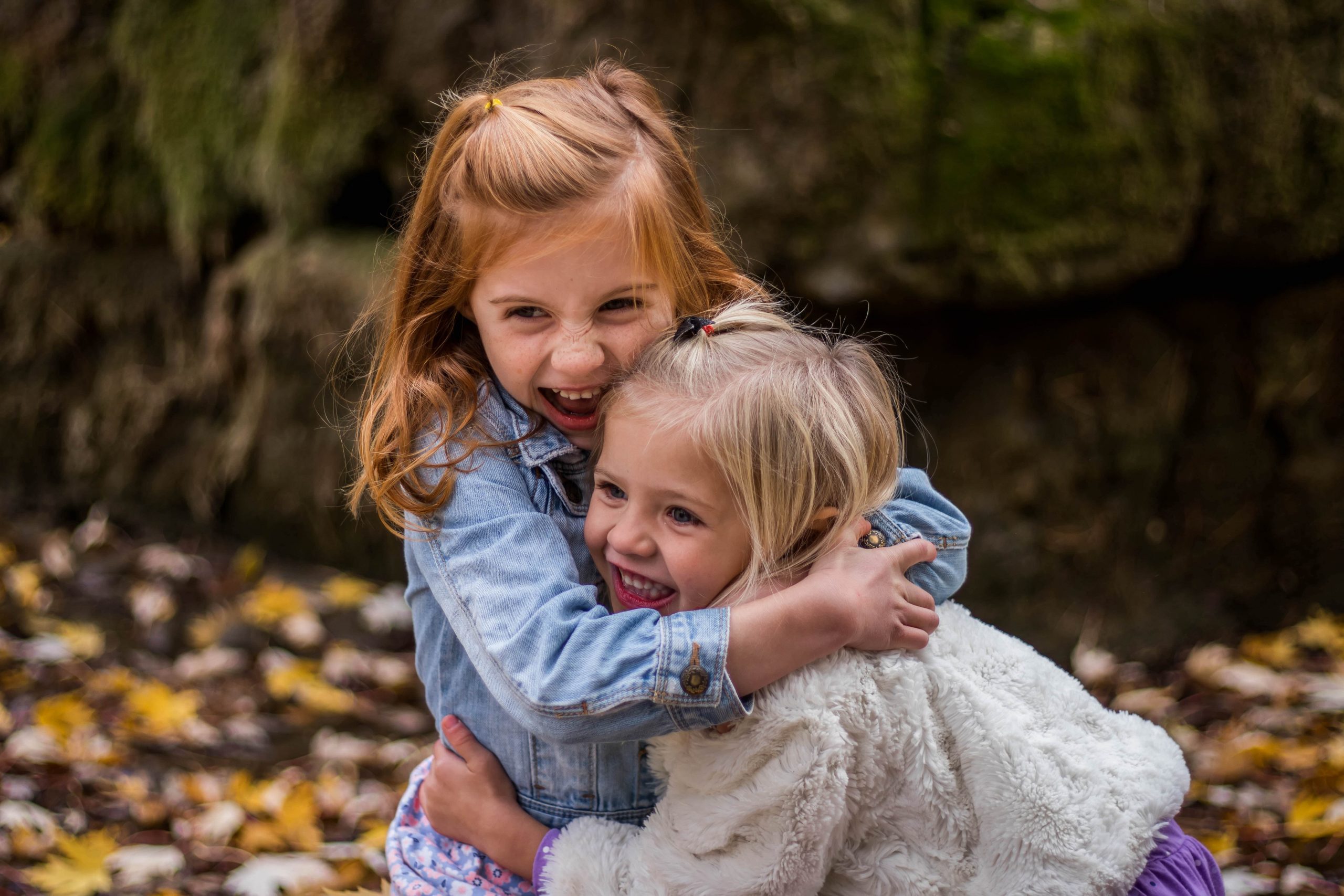 Two girls playing outside